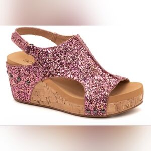 Corkys Carley Glitter Studded Wedge Womens Mixed Berry Sandals Sz 10 CHARITY
